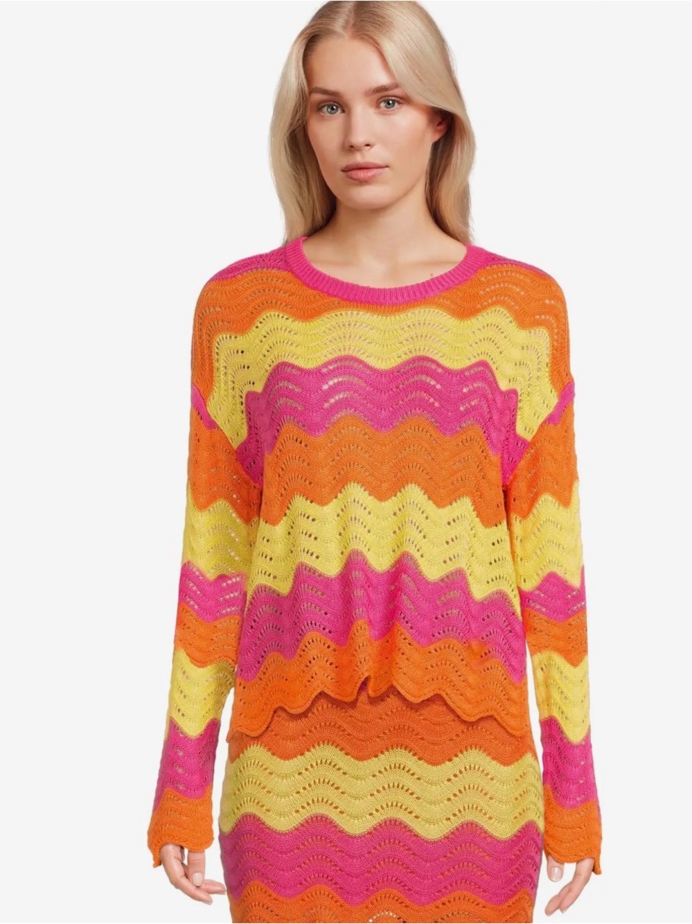 Beachriot knit multicolor zigzag print sweater size S